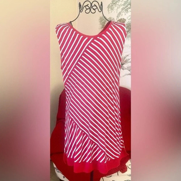 Steven Edwards Red and White Striped Tunic Top Medium​​ New With Tags - Picture 2 of 8